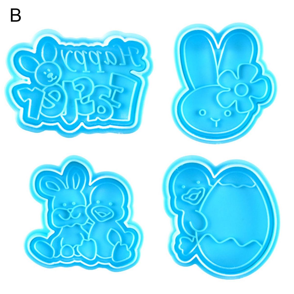 4Pcs Cookie Mold No Odor Heat Resistant Plastic Cartoon