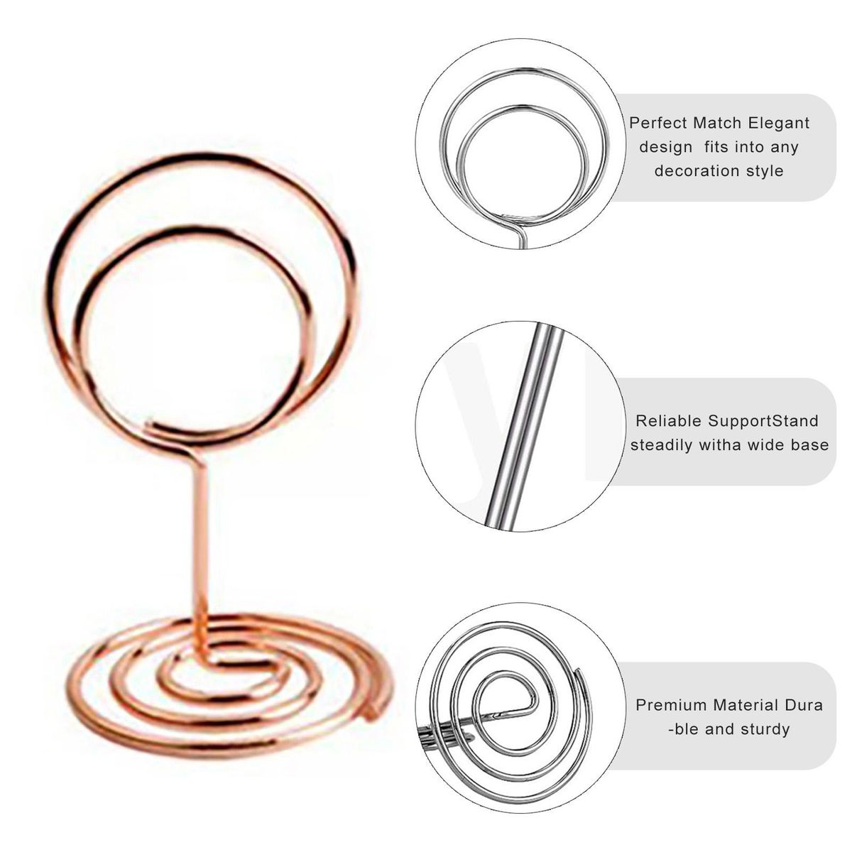 Mini Card Holder 30pcs Metal Card Holder Stand Versatile for Photos Rose Gold
