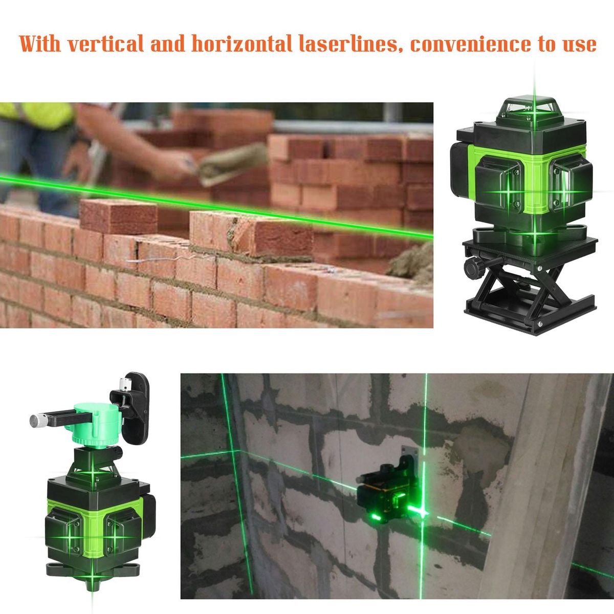 Multifunctional 4D 16 Lines Laser Level 3° Self-leveling Machine USB Rechargeable Lithium Battery Leveling Tool with 1.2M 3-Heights Adjustable Alloy Extension Bar Tripod Stand