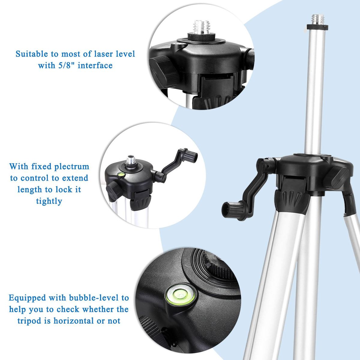 Multifunctional 4D 16 Lines Laser Level 3° Self-leveling Machine USB Rechargeable Lithium Battery Leveling Tool with 1.2M 3-Heights Adjustable Alloy Extension Bar Tripod Stand