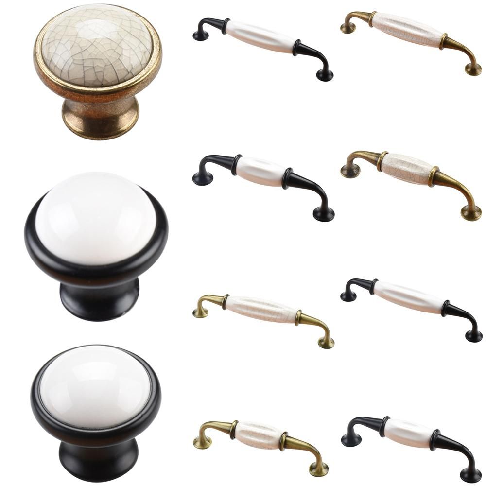 Cabinet ceramic black and white handle European aluminum wardrobe door handle drawer modern minimalist handle furniture hardware Aluminum alloy-128 green