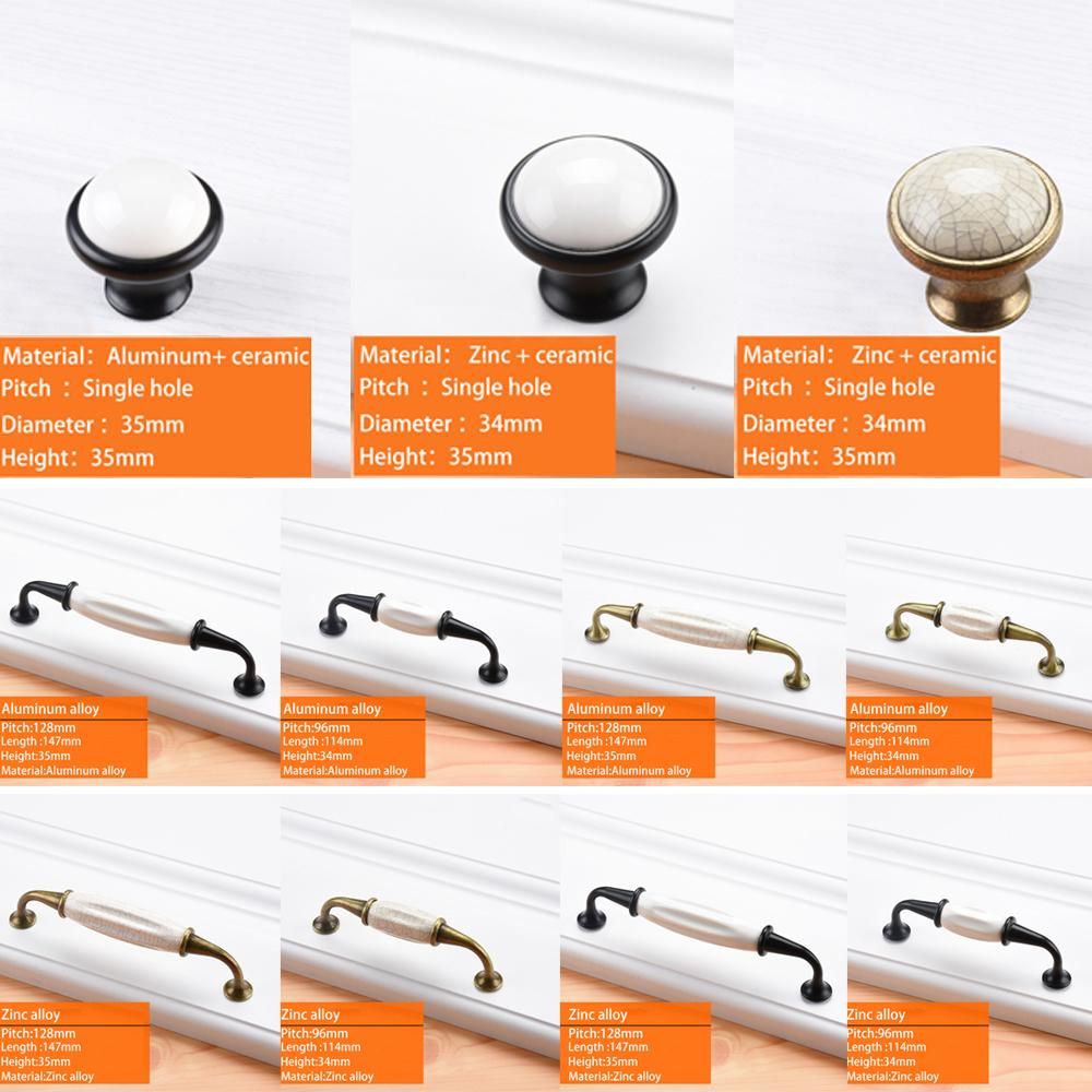 Cabinet ceramic black and white handle European aluminum wardrobe door handle drawer modern minimalist handle furniture hardware Aluminum alloy-128 green