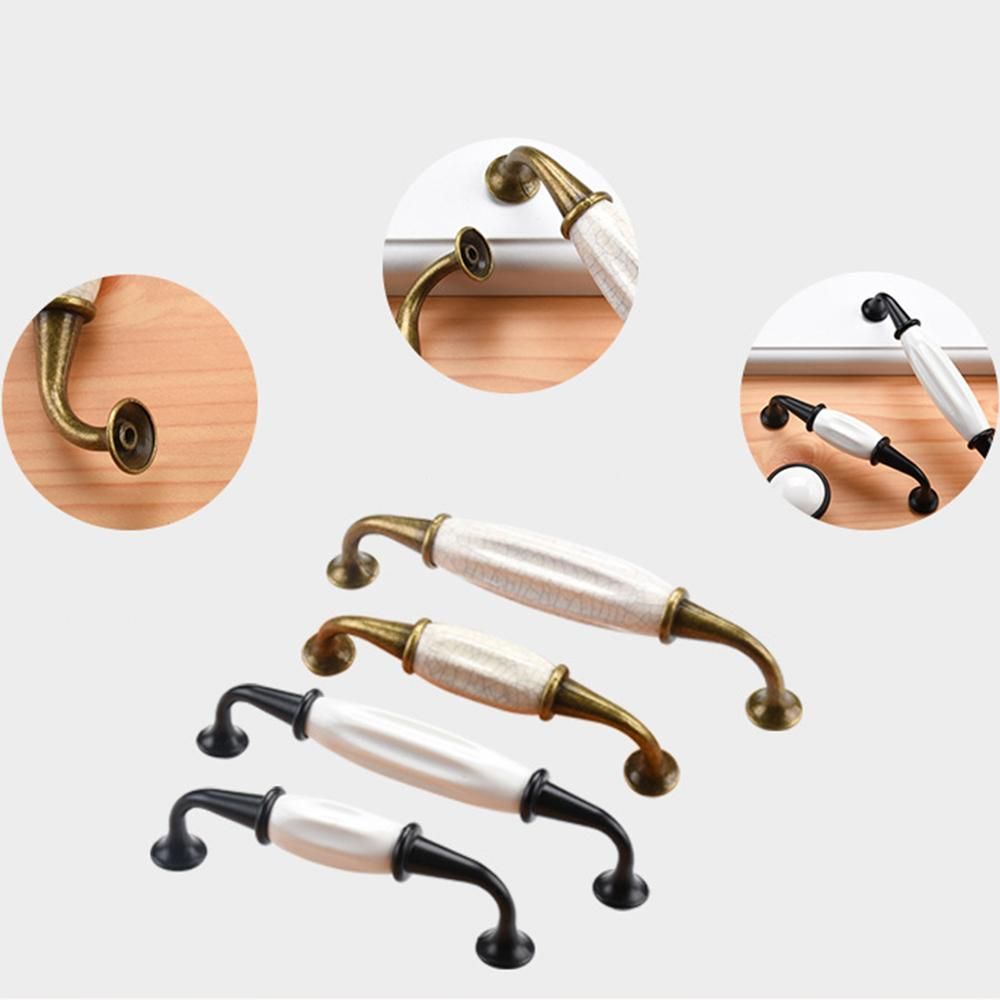 Cabinet ceramic black and white handle European aluminum wardrobe door handle drawer modern minimalist handle furniture hardware Aluminum alloy-128 green