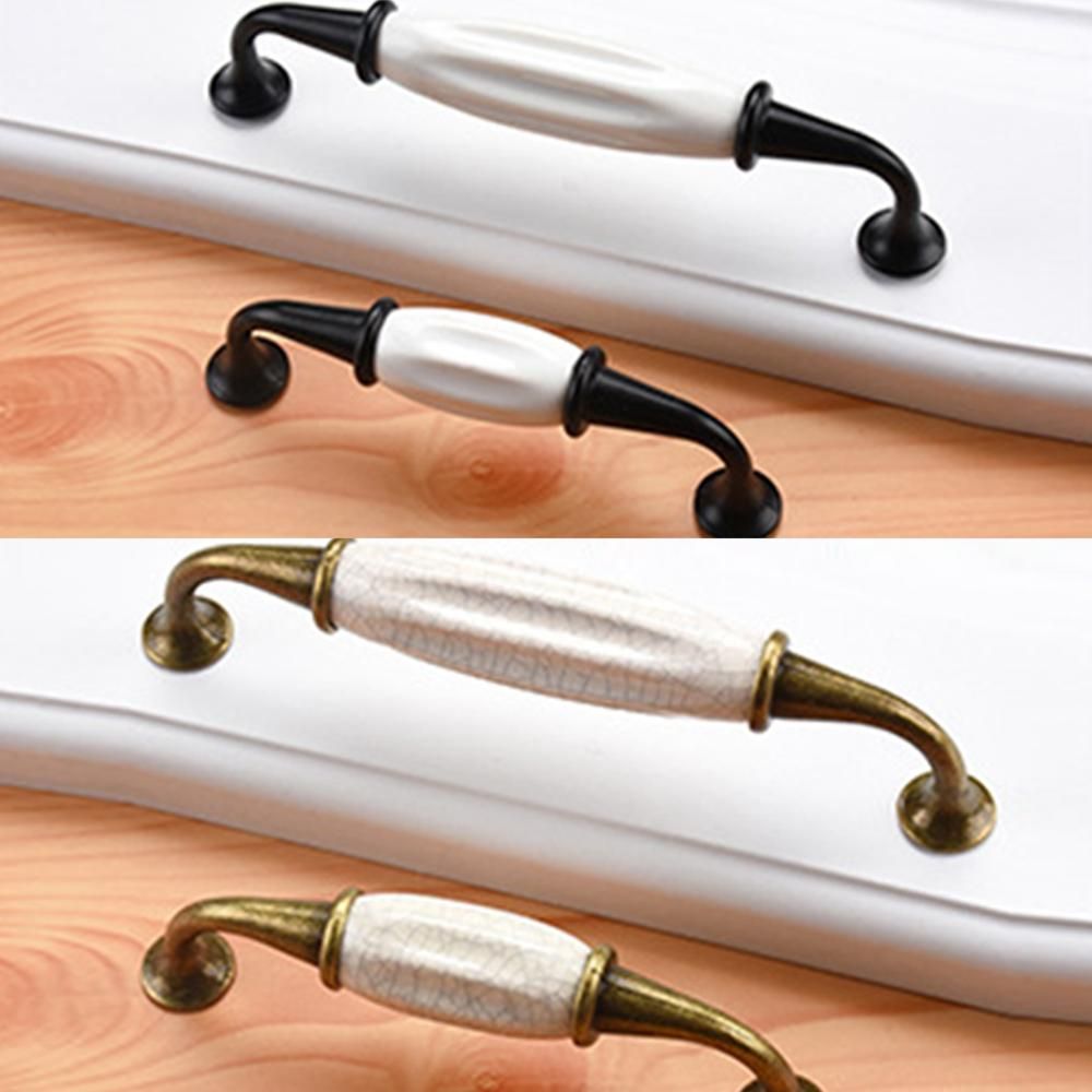 Cabinet ceramic black and white handle European aluminum wardrobe door handle drawer modern minimalist handle furniture hardware Aluminum alloy-128 green