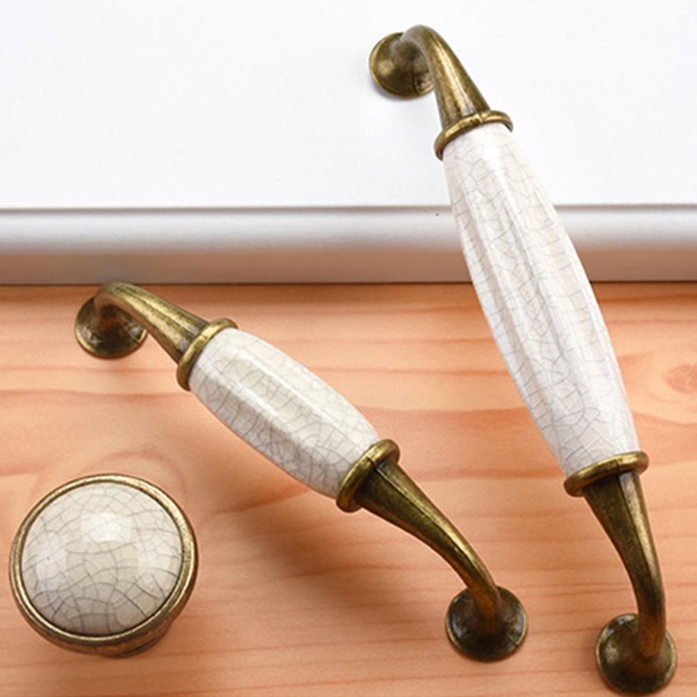 Cabinet ceramic black and white handle European aluminum wardrobe door handle drawer modern minimalist handle furniture hardware Aluminum alloy-128 green