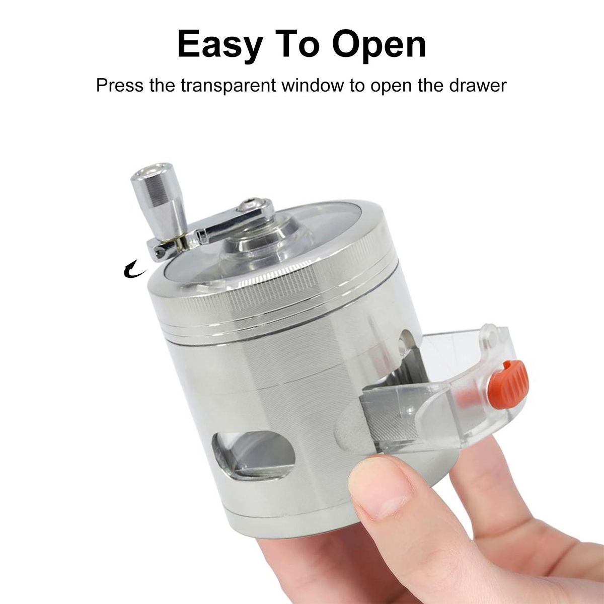 Swing Hand Grinder with Drawers 4-layer Herb Spice Grinder Durable Silver