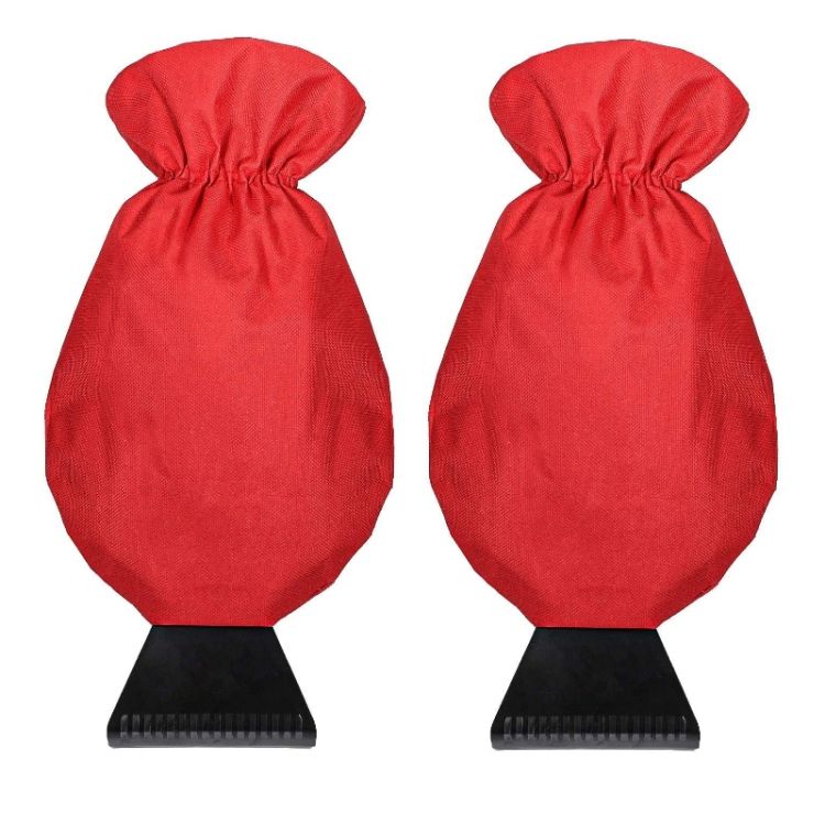 2pcs Warm Car Snow Shoveling Gloves Deicing Snow Scraper