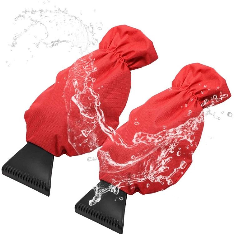 2pcs Warm Car Snow Shoveling Gloves Deicing Snow Scraper