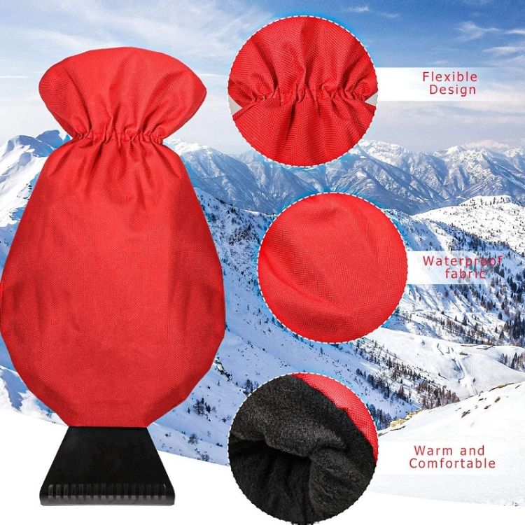 2pcs Warm Car Snow Shoveling Gloves Deicing Snow Scraper