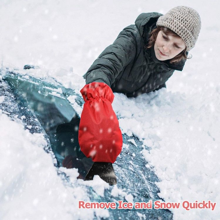 2pcs Warm Car Snow Shoveling Gloves Deicing Snow Scraper