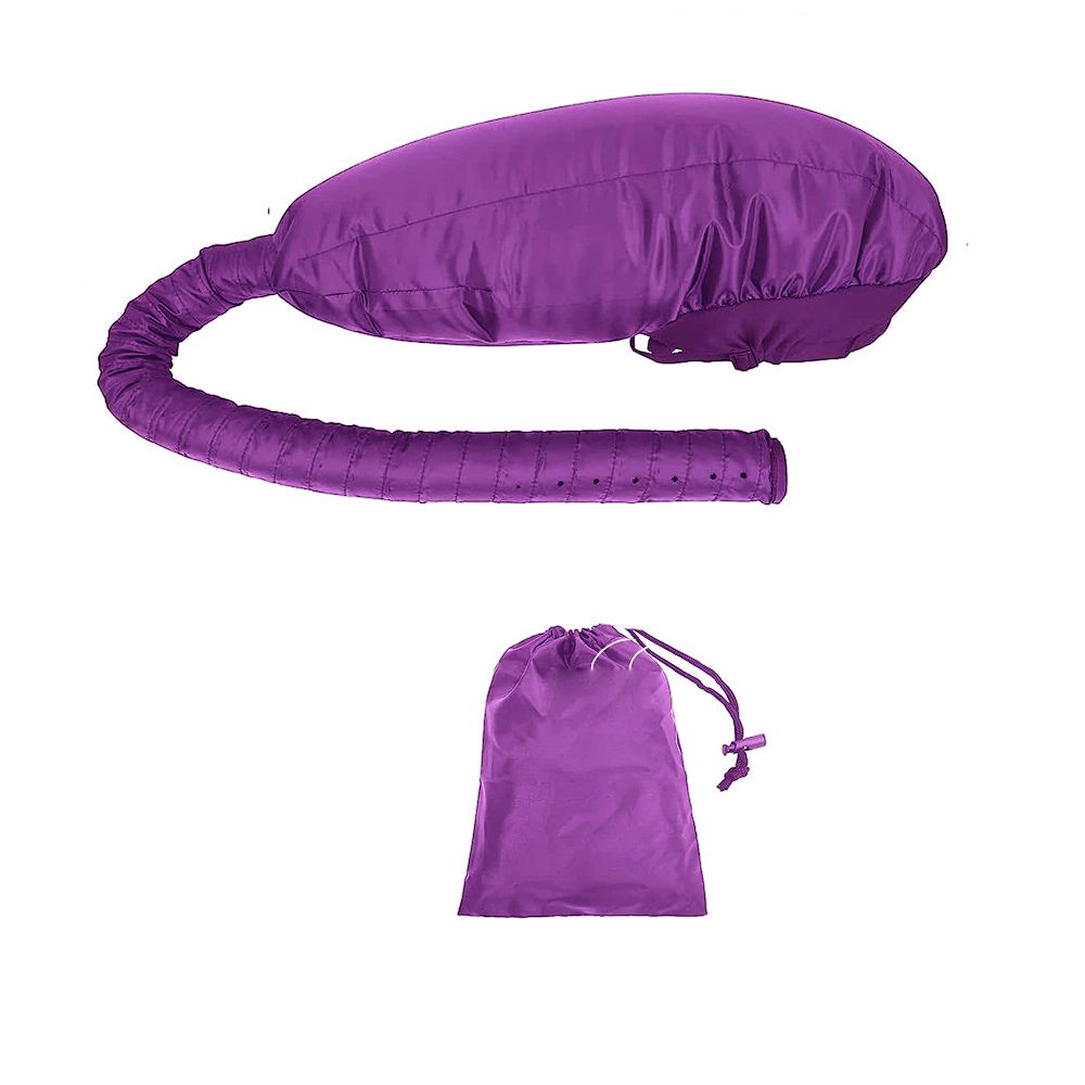 Hair Dryer Attachment Large Hair Drying Cap Bonnet Hood-Purple