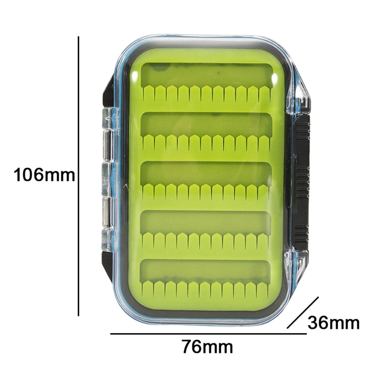 Fly  Box Streamer Flies Container Waterproof Green 106x76x36mm