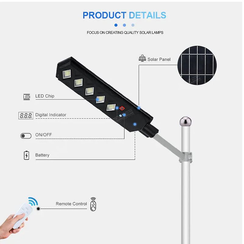 IP65 Industrial Solar Street Light  LED+ Pole
