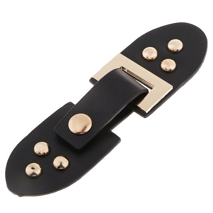 1 Set Leather Snap Clasp Buckles Hook And Eye Buttons For Coats Black