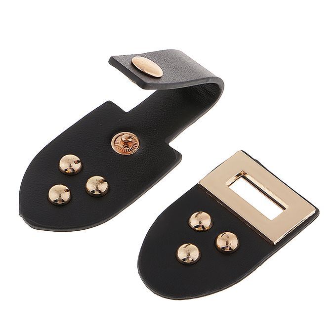 1 Set Leather Snap Clasp Buckles Hook And Eye Buttons For Coats Black