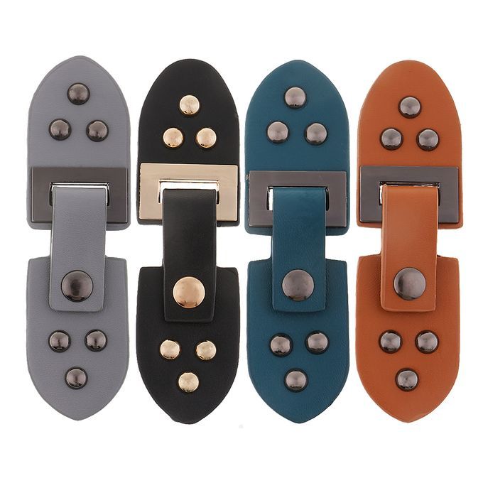 1 Set Leather Snap Clasp Buckles Hook And Eye Buttons For Coats Black