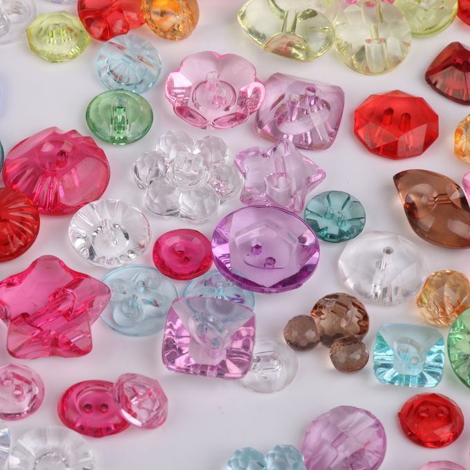 100x Mixed Acrylic Transparent DIY Sewing Buttons Scrapbooking Card