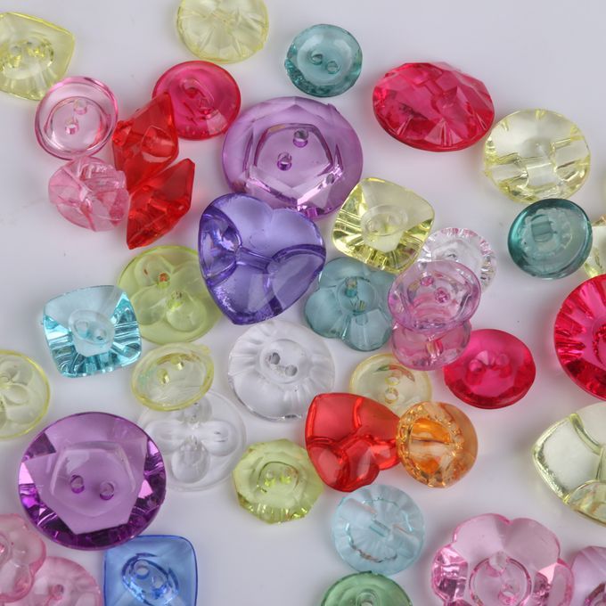 100x Mixed Acrylic Transparent DIY Sewing Buttons Scrapbooking Card