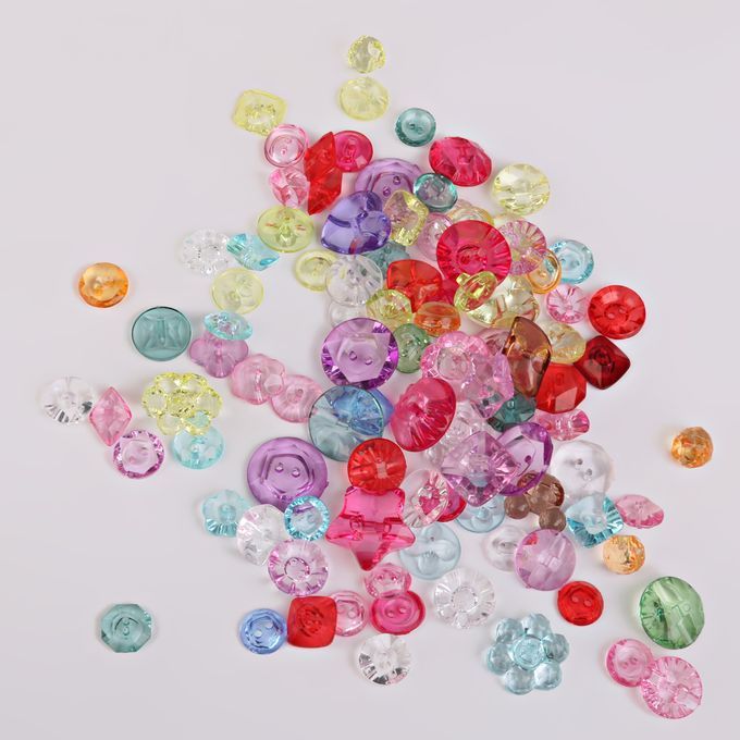 100x Mixed Acrylic Transparent DIY Sewing Buttons Scrapbooking Card