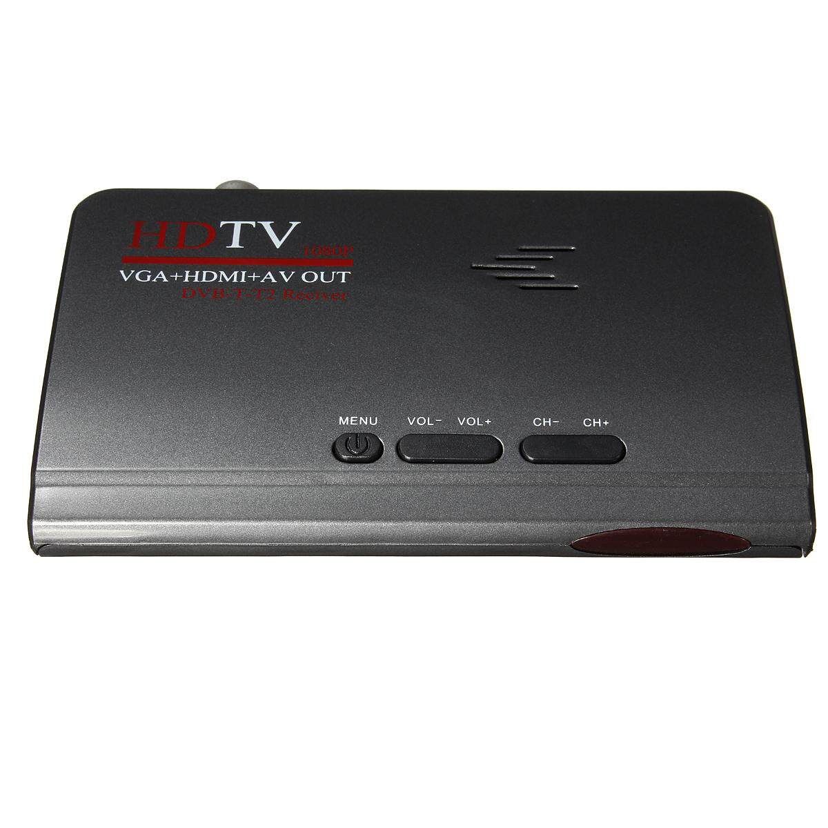 2pcs Digital Terrestrial HDMI 1080P -T T2 TV Box VGA AV CVBS Tuner Receiver Remote EU