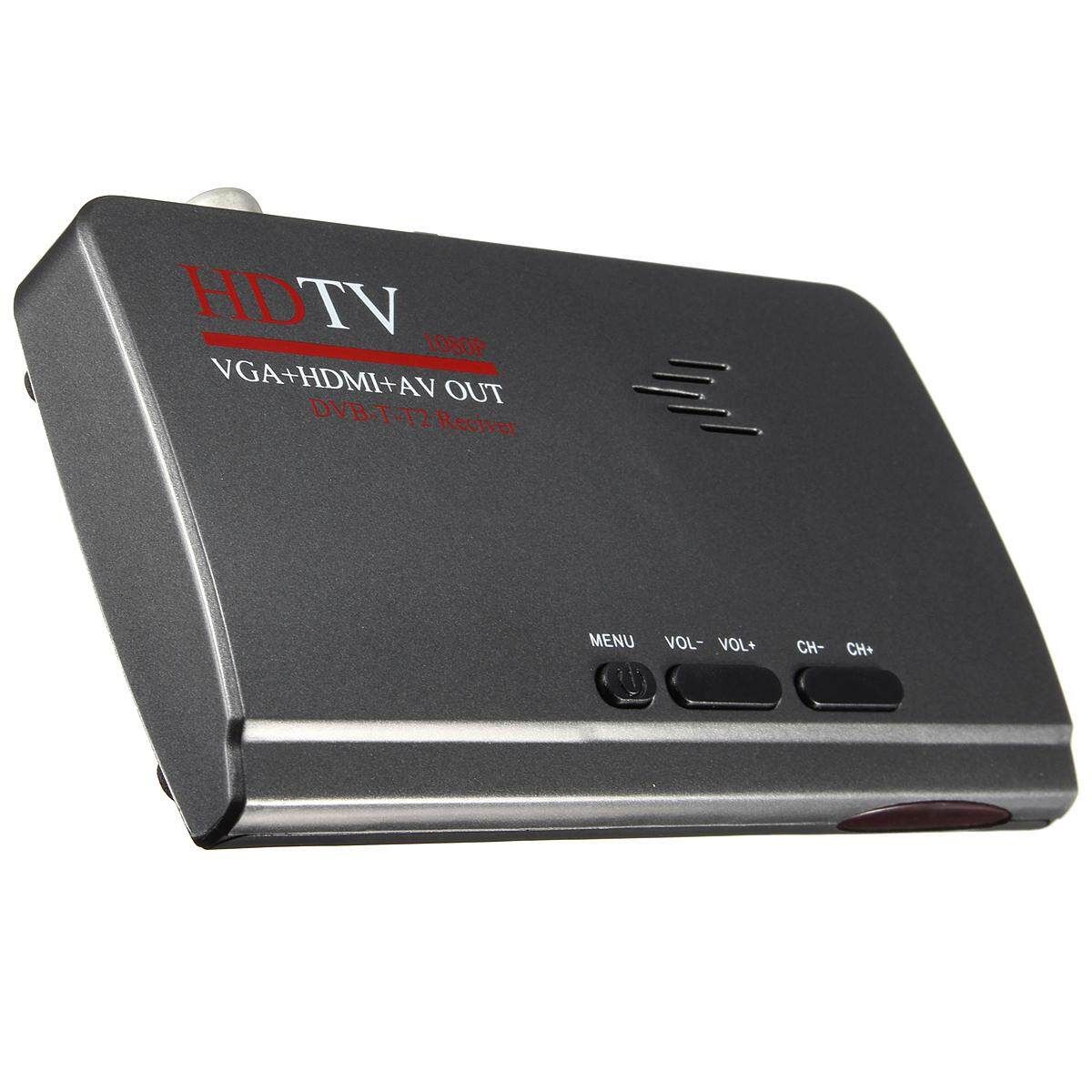 2pcs Digital Terrestrial HDMI 1080P -T T2 TV Box VGA AV CVBS Tuner Receiver Remote EU