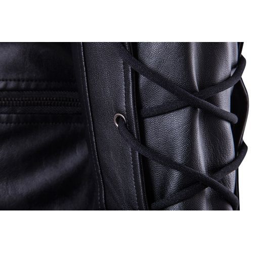 Leather Jackets Men Drawstrings Motorcycle Jackets