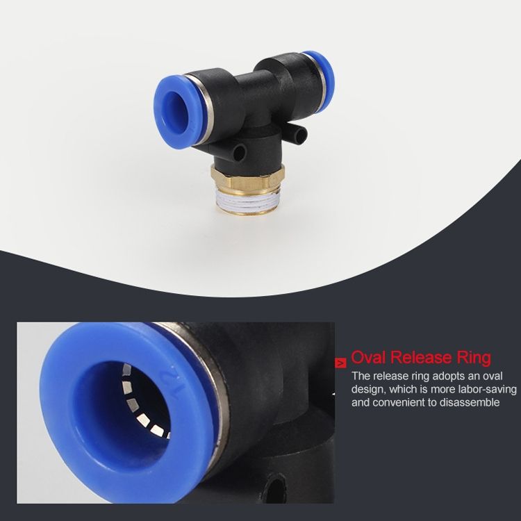 PB12-02 T-type Tee Male Thread Pneumatic Connector
