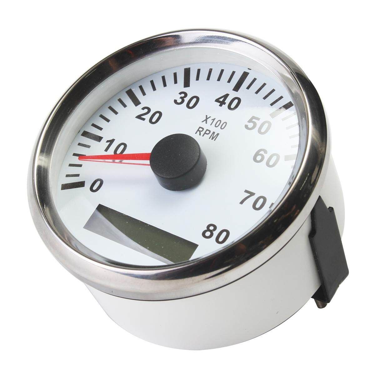 Marine Tachometer LED Hour Meter Boat RPM 12V/24V 8000RPM Stainless Steel