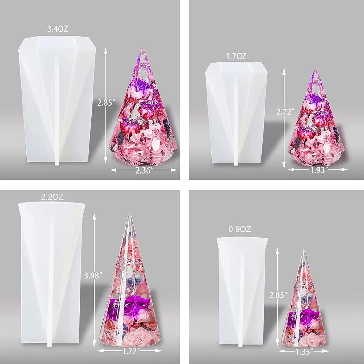 4 Pcs Cone Ring Holder Resin Molds, Silicone Resin Molds