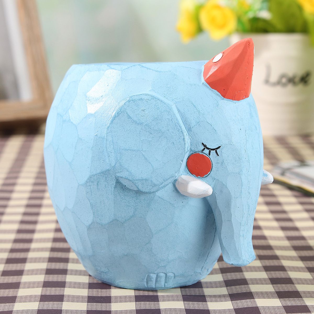 Resin Mini Elephant Cacti Succulent Plant Pot Flower Planter Garden Home Decor