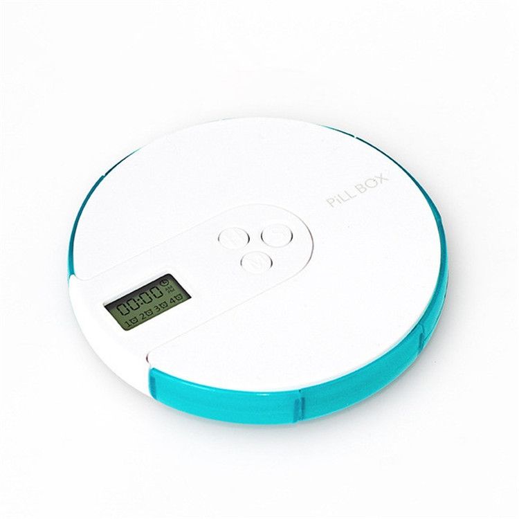 One Week Portable Timing Smart Pill Boxes Elder Reminding Electronic Medicine Box(Lake Green)