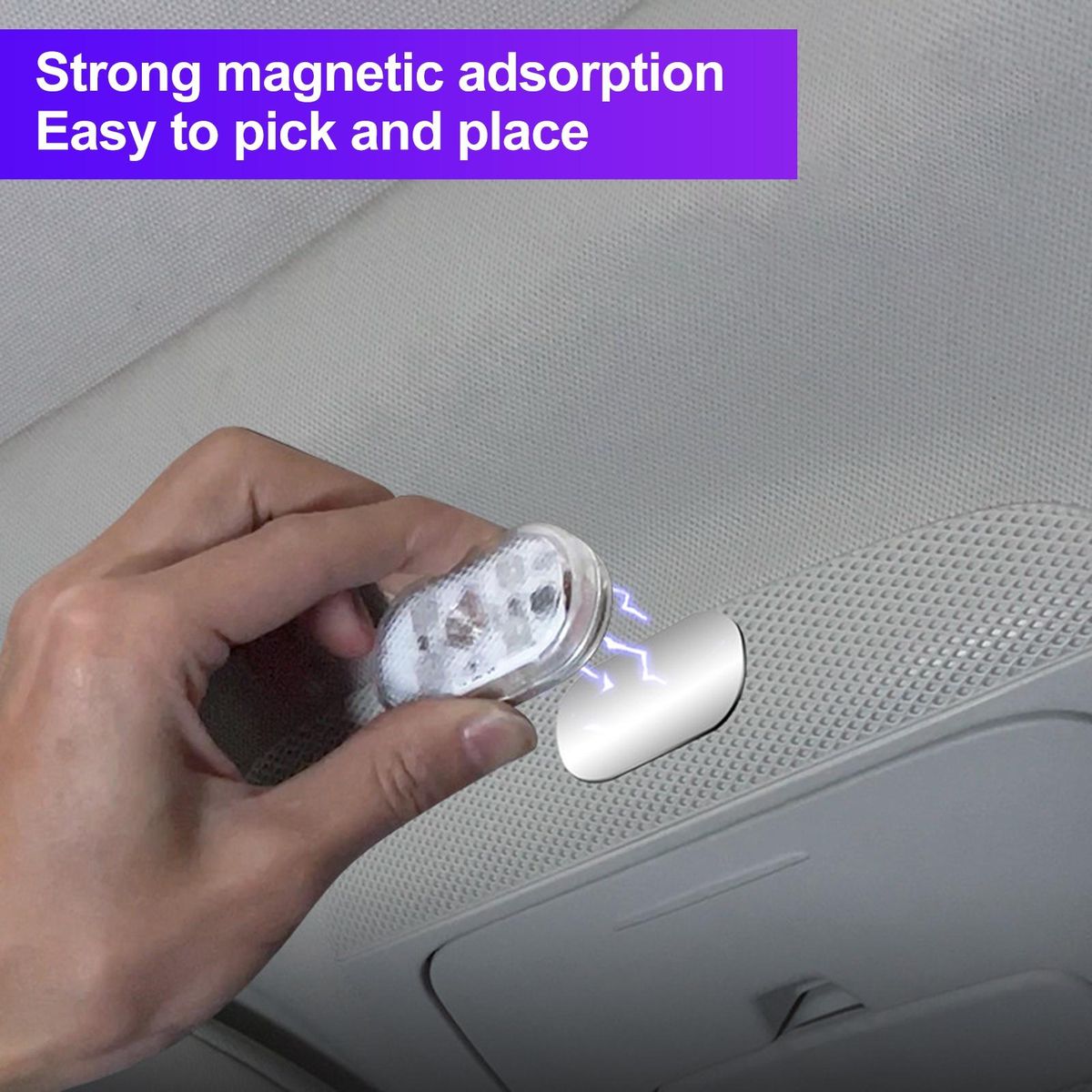 Design Car Light 7 Colors Magnetic Car Ambient Light Usb Rechargeable White