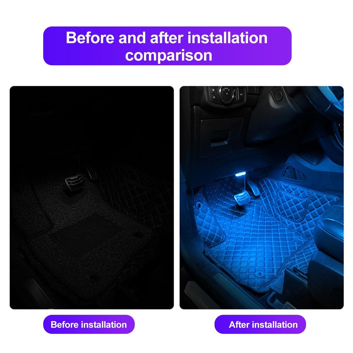 Design Car Light 7 Colors Magnetic Car Ambient Light Usb Rechargeable White