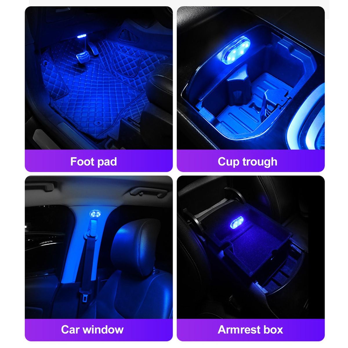 Design Car Light 7 Colors Magnetic Car Ambient Light Usb Rechargeable White