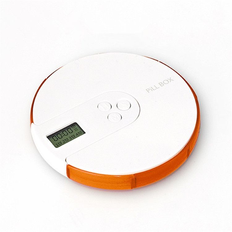 One Week Portable Timing Smart Pill Boxes Elder Reminding Electronic Medicine Box(Orange)