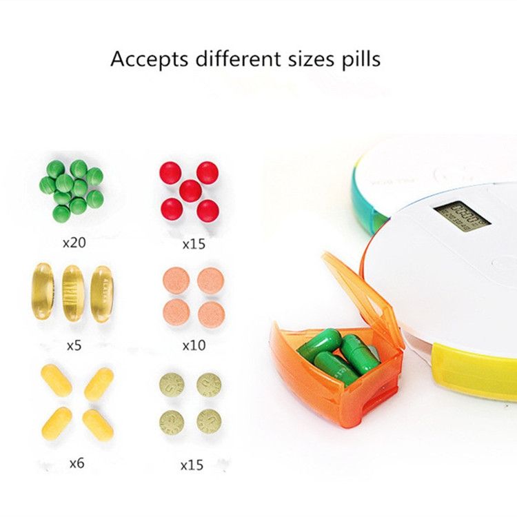 One Week Portable Timing Smart Pill Boxes Elder Reminding Electronic Medicine Box(Orange)