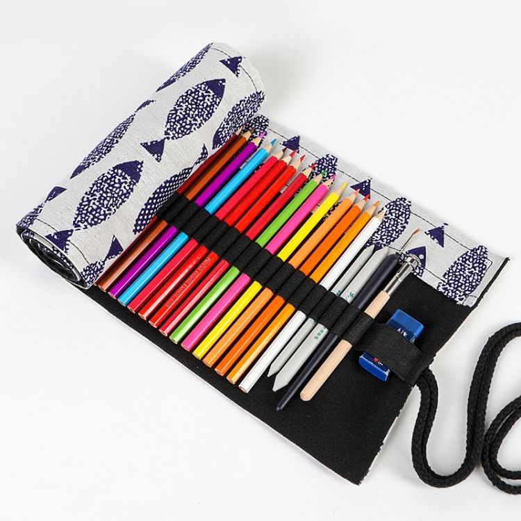 2 PCS 12 Holes Saury Hand Canvas Pen Curtain
