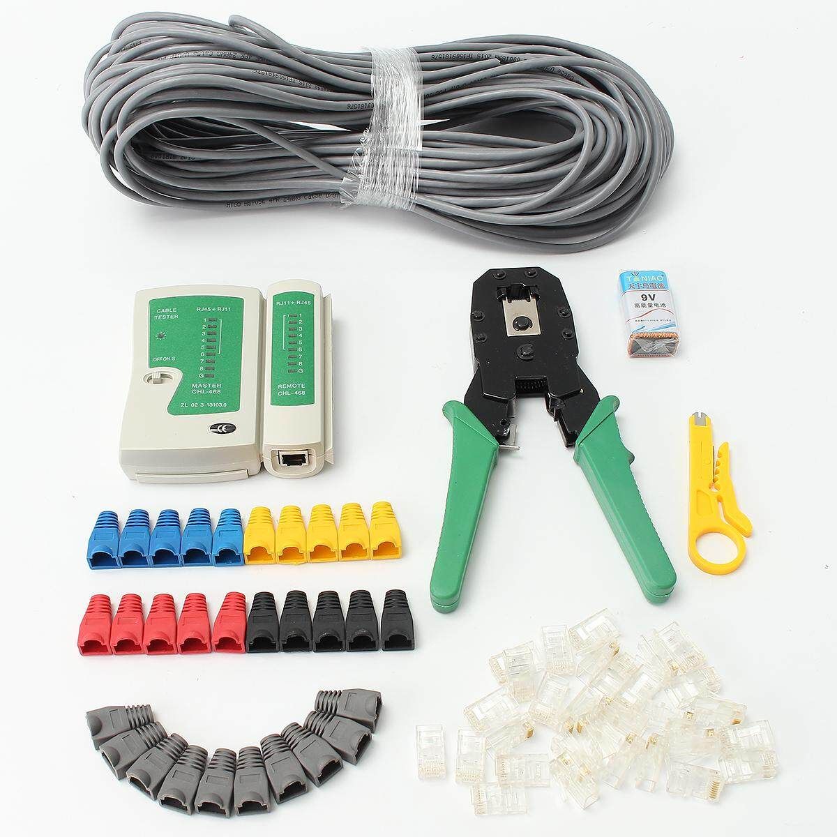 RJ45 Cat5e Cat6 Network Ethernet LAN Kit Cable Tester Crimper Crimping Tool Set