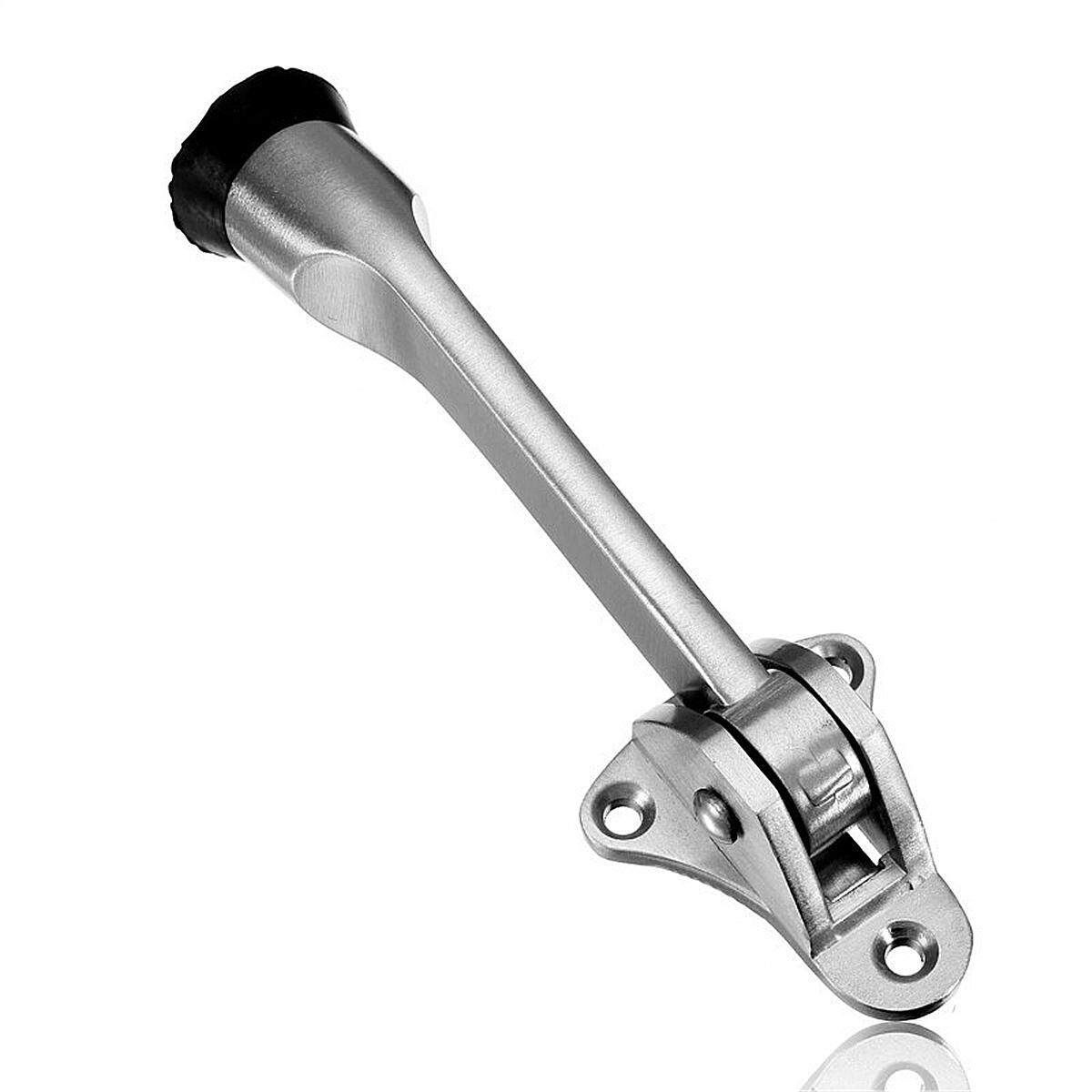 Home Zinc Alloy Door Holder Rubber Buffer Door Mounted Stopper Wall Protector Silver