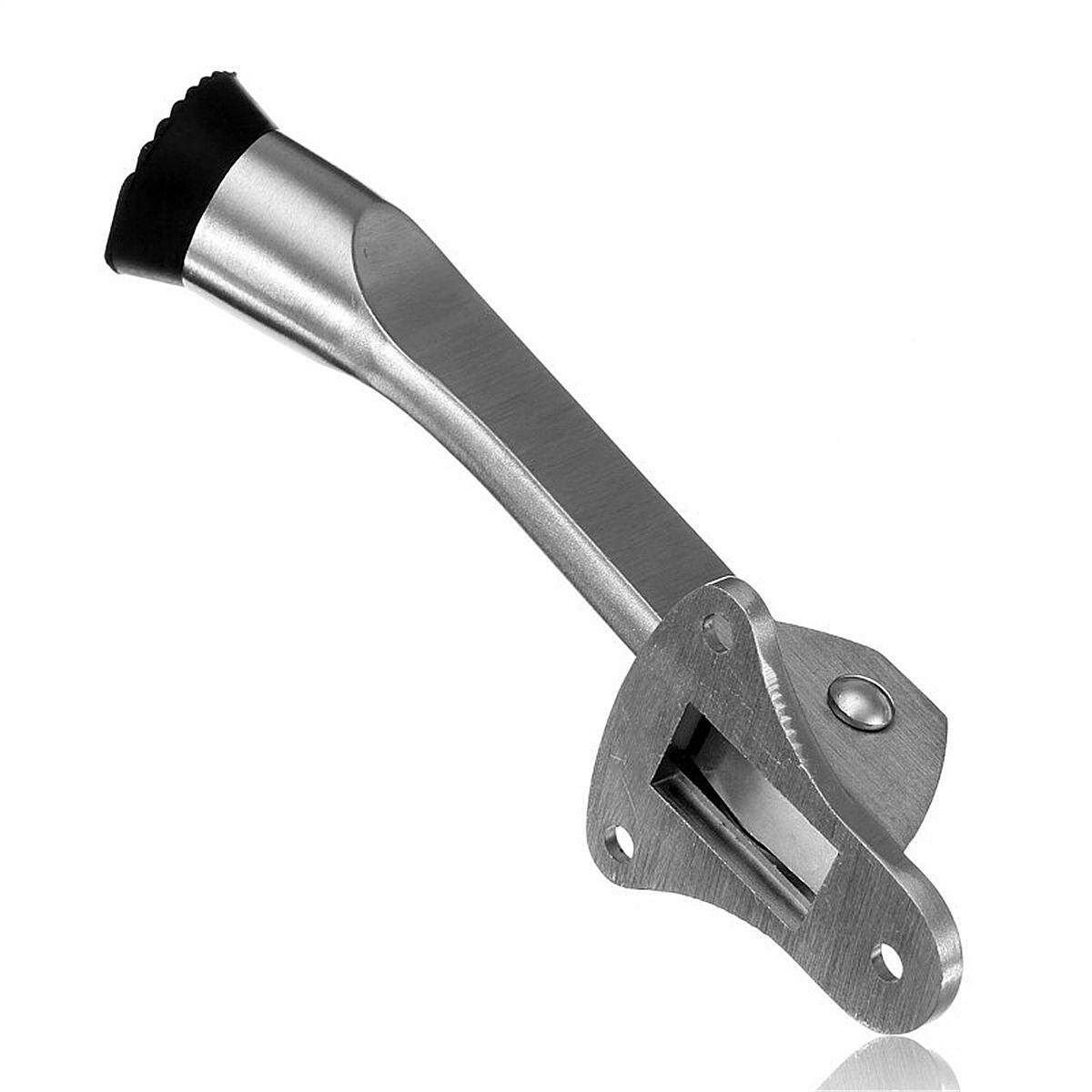 Home Zinc Alloy Door Holder Rubber Buffer Door Mounted Stopper Wall Protector Silver