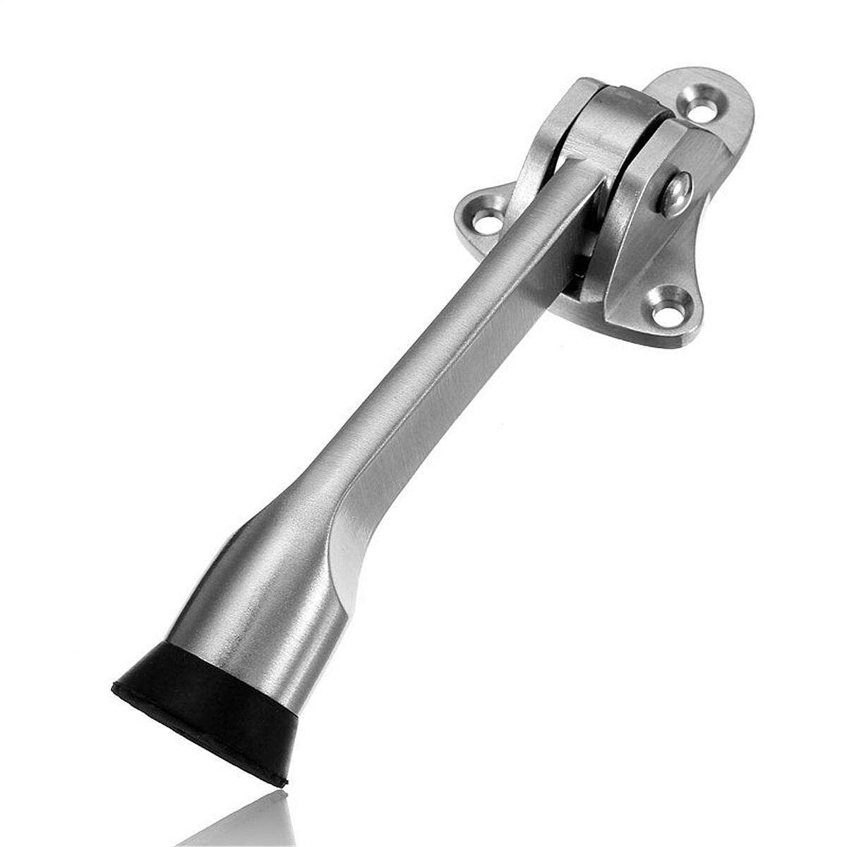 Home Zinc Alloy Door Holder Rubber Buffer Door Mounted Stopper Wall Protector Silver