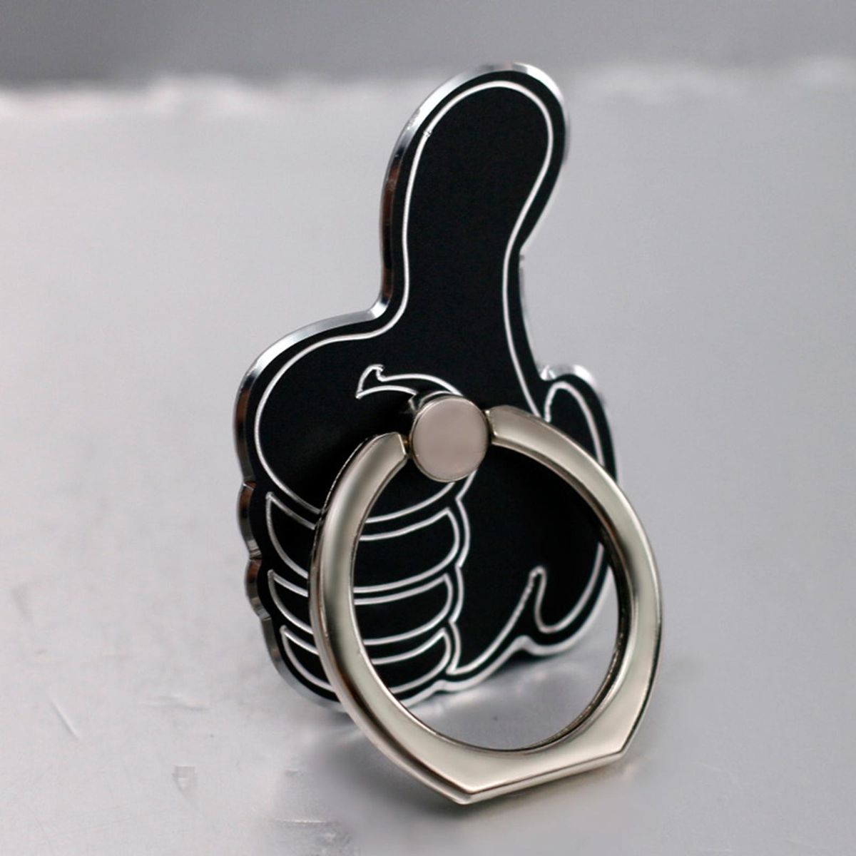 Cell Phone Ring Holder Portable Thumb Shape Desktop Phone Stand Black