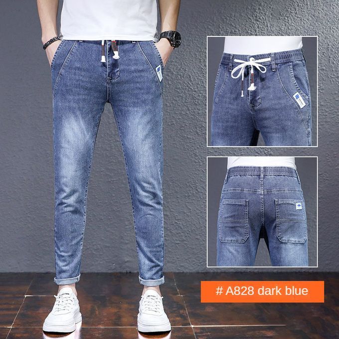 Men's Thin Stretch Jeans -Dark Blue