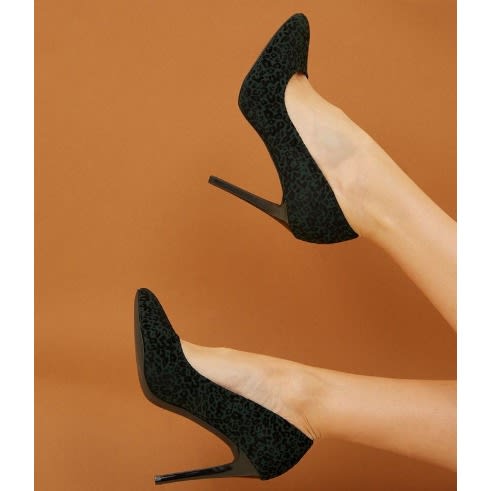 Green Flocked Leopard Print Courts