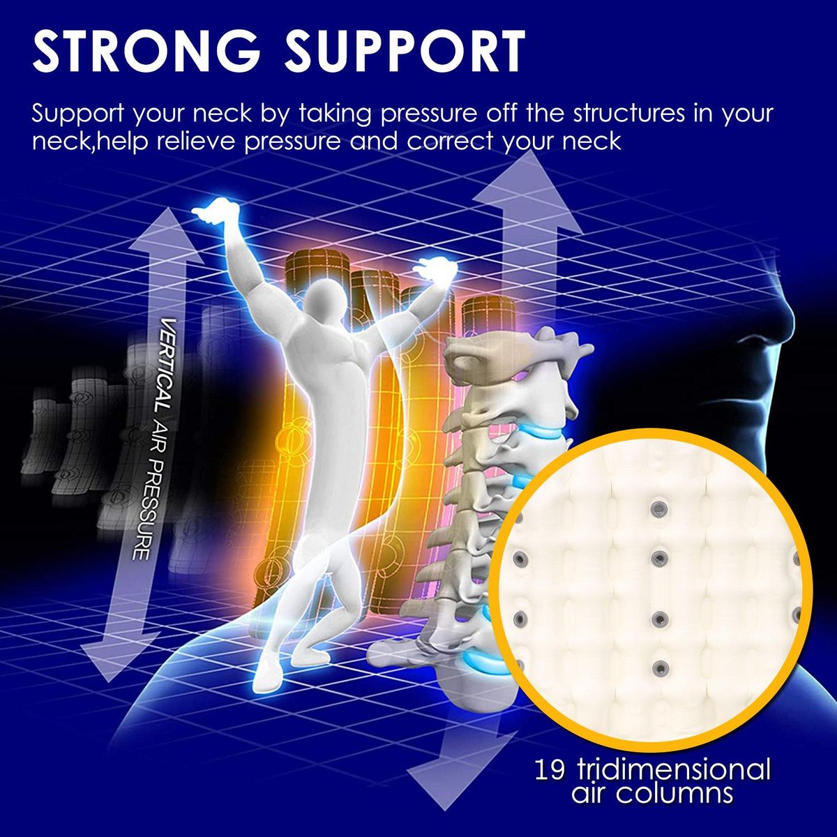 LEAMAI Medical Cervical Collar Neck Traction Device Inflatable Pinched Nerve Neck Stretcher for Neck Pain Relief and Support at Home Office On the Go
