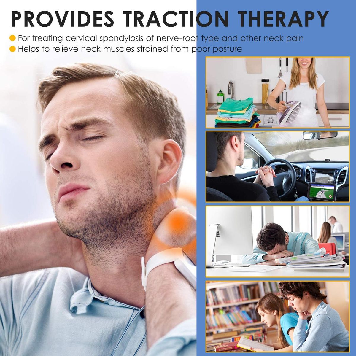 LEAMAI Medical Cervical Collar Neck Traction Device Inflatable Pinched Nerve Neck Stretcher for Neck Pain Relief and Support at Home Office On the Go