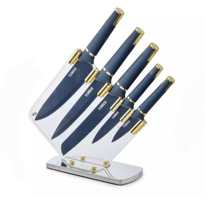 ROYALE 5 Piece Knife Set With Acrylic Storage Stand