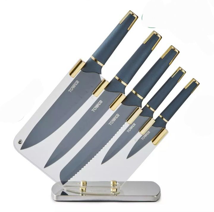 ROYALE 5 Piece Knife Set With Acrylic Storage Stand