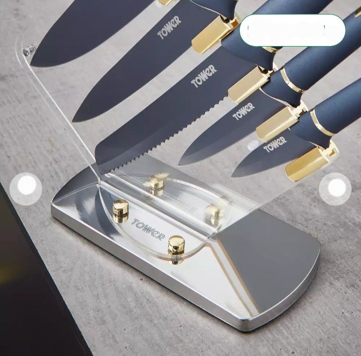 ROYALE 5 Piece Knife Set With Acrylic Storage Stand