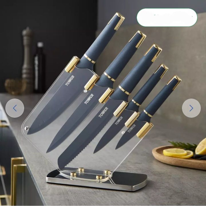 ROYALE 5 Piece Knife Set With Acrylic Storage Stand